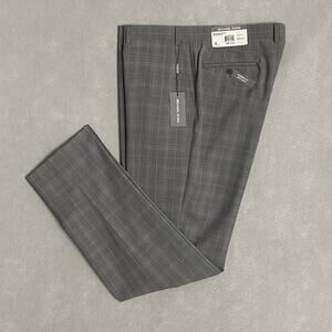 Michael Kors Men's 38x34 Suit Pant Modern Fit Wool Blend Lt Grey/Blue Check NEW